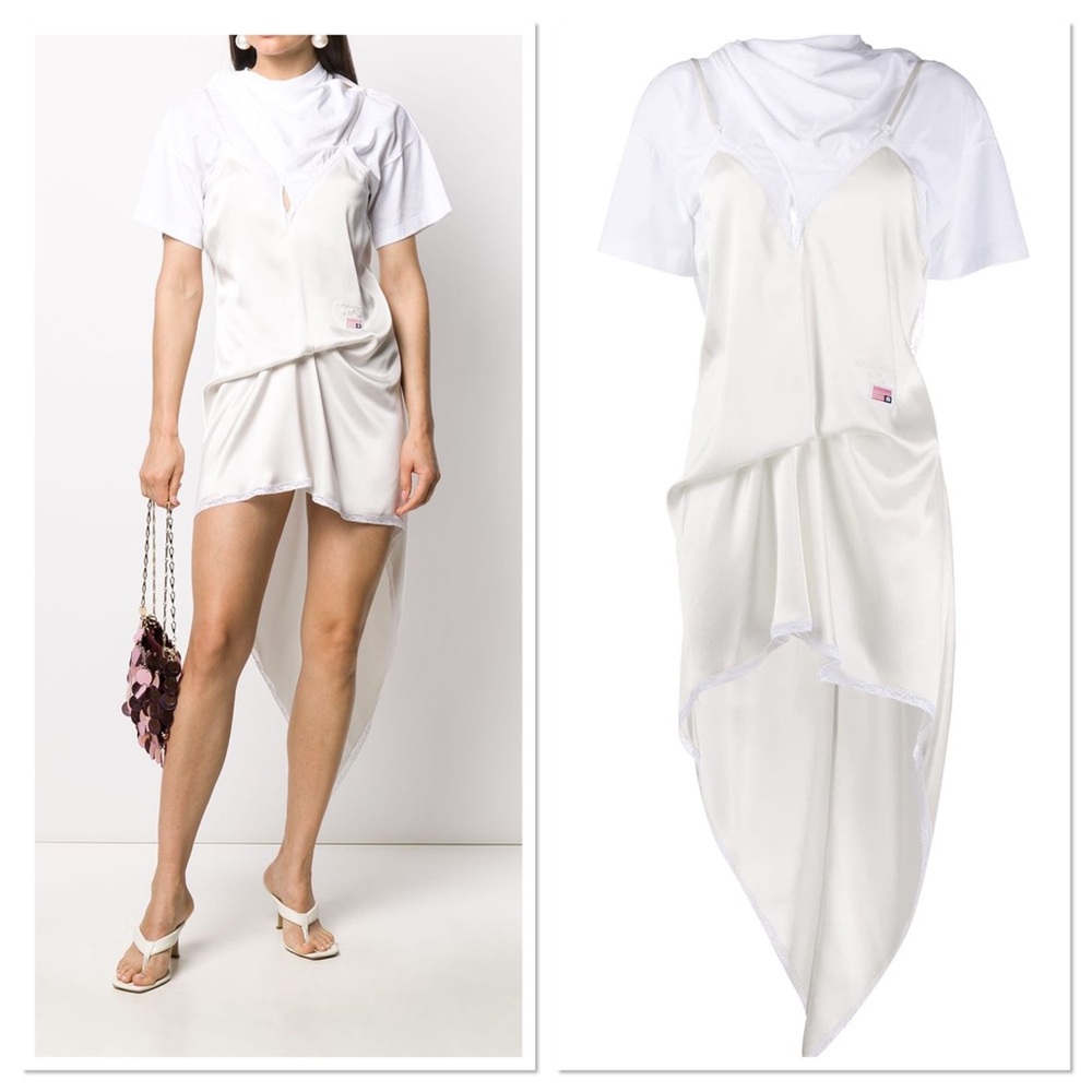 NWOT ALEXANDER WANG CINCHED HYBRID T-SHIRT SLIP DRESS 4 $1,195